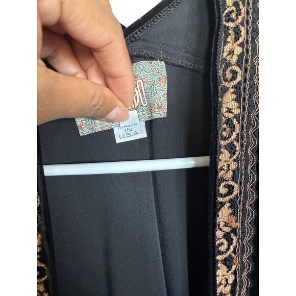 Silverado Velvet Open Front Kimono Long Cardi in Black Women's Large /j2 - Picture 5 of 8